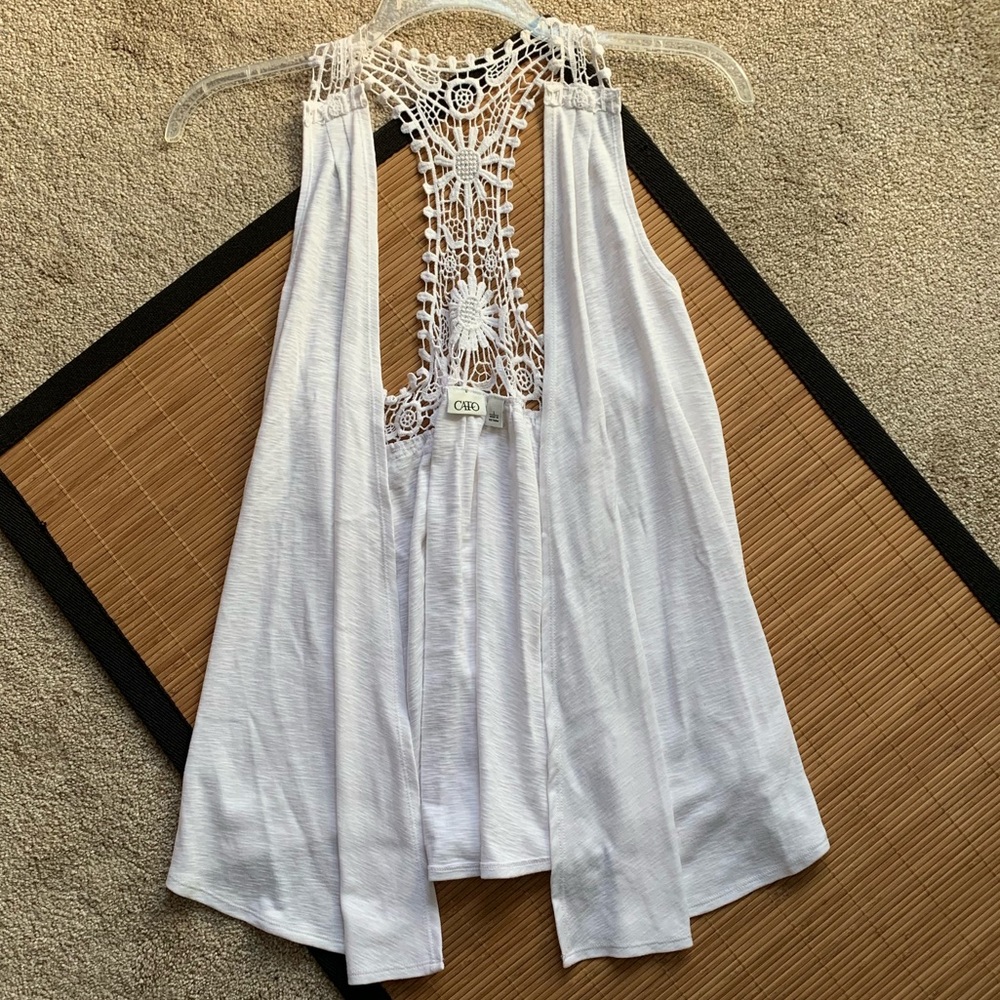 Cato White Women’s Lace Vest Shrug Sz L